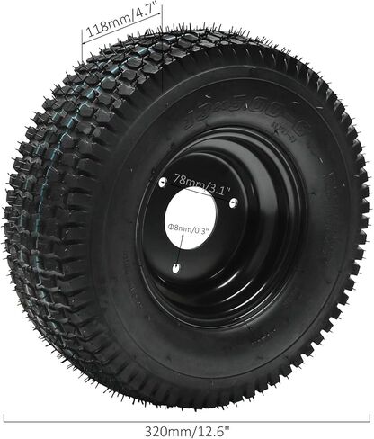 13x5.00-6 '' Wheel Tyre & Rim ، 13x5.00x6 الإطار بلا أنبوب مع سبيكة فولاذية 17 مم من العجلات الأمامية لـ Go Kart Buggy Mini Bike Quad Riding Mawn Mown رباعي العجلات (يشمل مفصل التوجيه) in Saudi Arabia