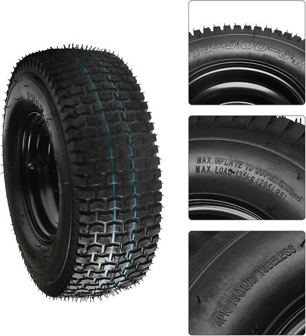 13x5.00-6 '' Wheel Tyre & Rim ، 13x5.00x6 الإطار بلا أنبوب مع سبيكة فولاذية 17 مم من العجلات الأمامية لـ Go Kart Buggy Mini Bike Quad Riding Mawn Mown رباعي العجلات (يشمل مفصل التوجيه) in Saudi Arabia