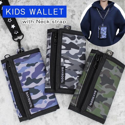 BayRoot Wallet for kids boys juniors coin purse neck strap compact lightweight camouflage (Gray) in Saudi Arabia