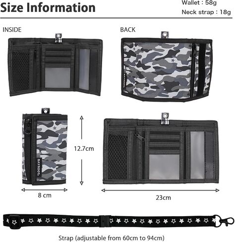 BayRoot Wallet for kids boys juniors coin purse neck strap compact lightweight camouflage (Gray) in Saudi Arabia