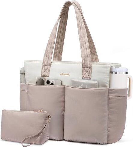 LOVEVOOK Puffer Tote Bag for Women, Lightweight Work Bag, Travel Tote Bag, Large Shoulder Handbag for Teacher, Nurse, Daily in Saudi Arabia