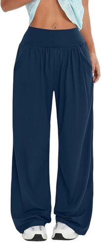 Wide Leg Yoga Pants for Women Comfy Travel Pant Loose Casual Jogger Workout Sweatpant Cozy Lounge Pajama with Pockets in Saudi Arabia