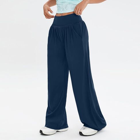 Wide Leg Yoga Pants for Women Comfy Travel Pant Loose Casual Jogger Workout Sweatpant Cozy Lounge Pajama with Pockets in Saudi Arabia