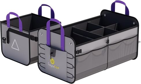 Car Trunk Organizer SUV, 84L SUV Trunk Organizer – Waterproof Foldable Modular Trunk Organizer with Mesh Pockets, Non-Slip Base, Black - M313 in Saudi Arabia