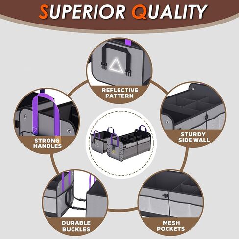 Car Trunk Organizer SUV, 84L SUV Trunk Organizer – Waterproof Foldable Modular Trunk Organizer with Mesh Pockets, Non-Slip Base, Black - M313 in Saudi Arabia