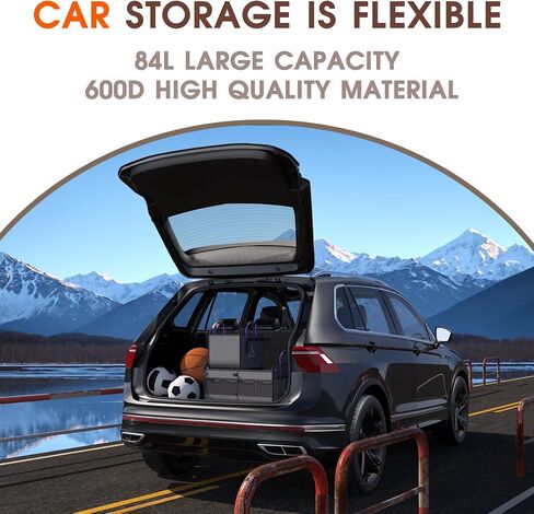 Car Trunk Organizer SUV, 84L SUV Trunk Organizer – Waterproof Foldable Modular Trunk Organizer with Mesh Pockets, Non-Slip Base, Black - M313 in Saudi Arabia