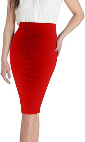 Women's Bodycon Pencil Skirt Business Casual Elegant Dressy Casual Knee Length High Waisted Midi Skirts in Saudi Arabia