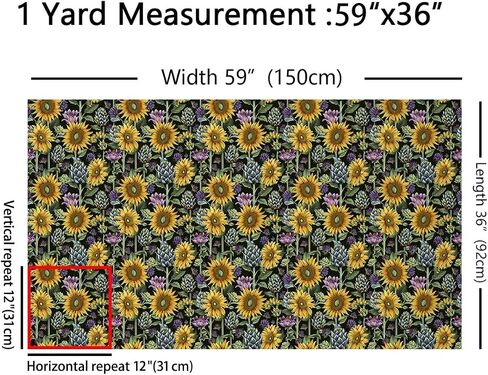 jejeloiu Sunflower Fabric by The Yard,Bee Upholstery Fabric,Botanical Floral Blossom Outdoor Fabric,Vintage Abstract Reupholstery Fabric for Chairs, 1 Yard, Yellow Blue in Kuwait