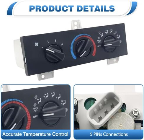 وحدة التحكم في المناخ ، 1PC CAR CAR COR CONTER CONTRY SWITCH ، متوافق مع Dodge RAM VAN 6 CYL 3.9L ، 8 CYL 5.2L ، 8 CYL 5.9L 1998-2003 55055459AE ، 55055459AF in Kuwait
