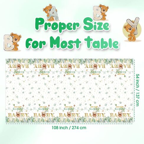 3 Packs We Can Bearly Wait Baby Shower Tablecloth Decorations Teddy Bear Table Cover Balloon Bear Plastic Tablecloth for Bear Theme Birthday Baby Shower Party Decor, 54 x 108 Inch() in Kuwait