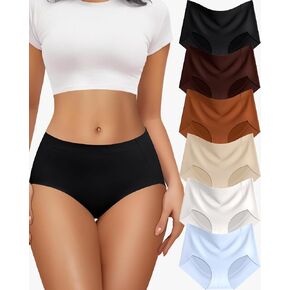 6 Pack Womens Underwear Seamless Sexy Full Coverage Breathable Briefs No Show High Waisted Bikini Panties in Saudi Arabia