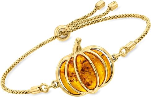 Ross-Simons Amber Pumpkin Bolo Bracelet in 18kt Gold Over Sterling in Saudi Arabia