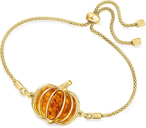 Ross-Simons Amber Pumpkin Bolo Bracelet in 18kt Gold Over Sterling in Saudi Arabia
