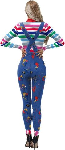 Xuan2Xuan3 Women's Halloween Bodysuit Jumpsuit Color Block Clown Cosplay Stitch Sally Costume in Saudi Arabia