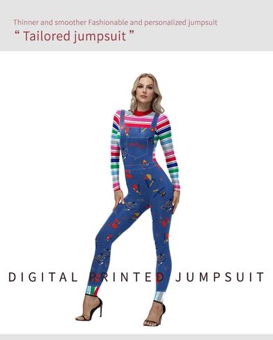 Xuan2Xuan3 Women's Halloween Bodysuit Jumpsuit Color Block Clown Cosplay Stitch Sally Costume in Saudi Arabia