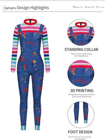 Xuan2Xuan3 Women's Halloween Bodysuit Jumpsuit Color Block Clown Cosplay Stitch Sally Costume in Saudi Arabia