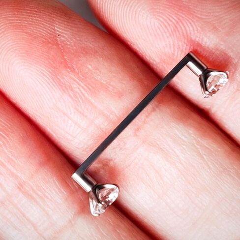 Percings الأساسي السطحي Prong-Setting 4mm CZ Titanium Tragus Tragus Jewelry 12/14/16mm Barbell in Kuwait