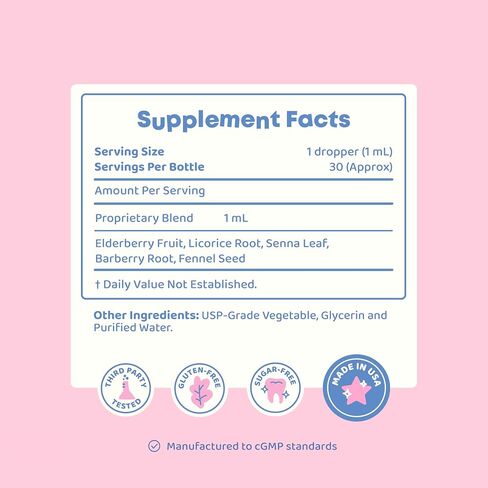 JoySpring Potty Wise Drops – Natural Constipation Relief for Kids & Toddlers – Elderberry, Licorice Root Extract, Fennel Seed & Senna – Sugar-Free Vegan Liquid Blend Supplement (1 fl oz) 30 Servings in Saudi Arabia
