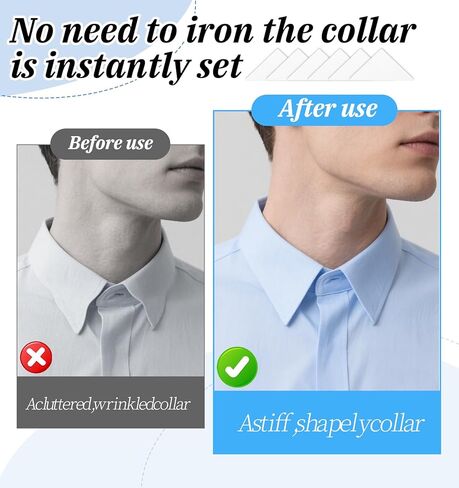 Polo Shirt Collar Stays, 120Pcs Plastic Collar Stays Self-Adhesive Inserts for Dress Shirts, No Curl Triangle Anti-Warping Edge Suitable for Men & Women Casual & Formal Wear in Kuwait