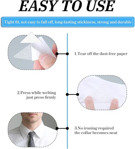 Polo Shirt Collar Stays, 120Pcs Plastic Collar Stays Self-Adhesive Inserts for Dress Shirts, No Curl Triangle Anti-Warping Edge Suitable for Men & Women Casual & Formal Wear in Kuwait