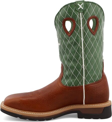 Twisted X Men's 12" Western Work Boot, Square Toe Steel Toe, Cognac Glazed Pebble & Lime, 8.5 D in Saudi Arabia