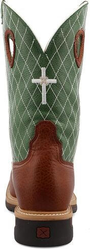 Twisted X Men's 12" Western Work Boot, Square Toe Steel Toe, Cognac Glazed Pebble & Lime, 8.5 D in Saudi Arabia