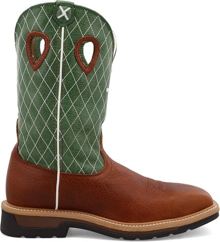 Twisted X Men's 12" Western Work Boot, Square Toe Steel Toe, Cognac Glazed Pebble & Lime, 8.5 D in Saudi Arabia