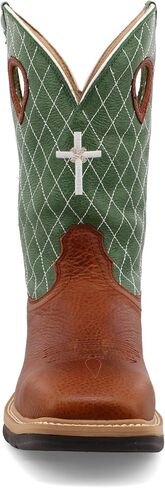 Twisted X Men's 12" Western Work Boot, Square Toe Steel Toe, Cognac Glazed Pebble & Lime, 8.5 D in Saudi Arabia