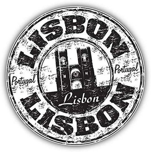 Lisbon Portugal Travel Grunge Rubber Stamp Round Metal 0.75" Lapel Pin Hat Shirt Pin Tie Tack Pinback in Saudi Arabia