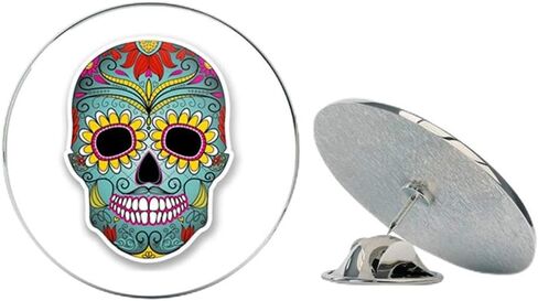 Mexican Sugar Skull Round Metal 0.75" Lapel Pin Hat Shirt Pin Tie Tack Pinback in Saudi Arabia