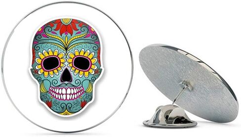Mexican Sugar Skull Round Metal 0.75" Lapel Pin Hat Shirt Pin Tie Tack Pinback in Saudi Arabia