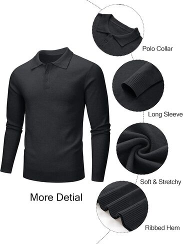 Cotrasen Mens Sweater Polo Long Sleeve Polo Shirt Casual Lightweight Knit Pullover Shirts with Collar Sweater in Saudi Arabia