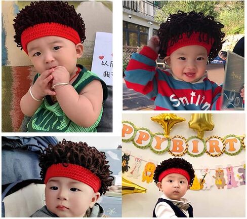 YEKEYI Funny Baby Girl Boy Cute Knitted Wig Hats for Kids Novelty Beanie Winter Warm Cap in Saudi Arabia