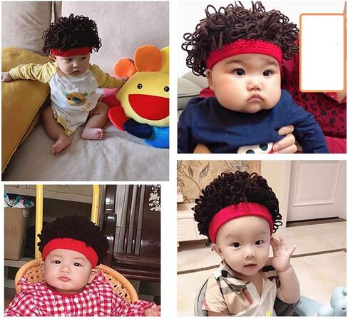 YEKEYI Funny Baby Girl Boy Cute Knitted Wig Hats for Kids Novelty Beanie Winter Warm Cap in Saudi Arabia