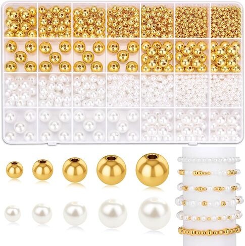 Audab Bracelet Making Kit, 1332 Pieces Pearl Beads and Gold Spacer Beads for Bracelets Making and Jewelry Making for Adults in Saudi Arabia