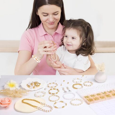 Audab Bracelet Making Kit, 1332 Pieces Pearl Beads and Gold Spacer Beads for Bracelets Making and Jewelry Making for Adults in Saudi Arabia
