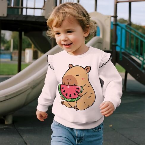 Coloring Sweatshirts for Girls Cute Capybara Long Sleeve Shirts Kids Colorable Pullover Tops with 8 Markers in Saudi Arabia