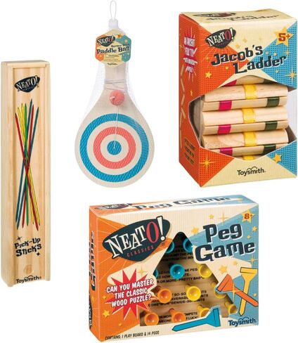 Neato Time to Play 8-in-1 Wooden Board Game Set – Chess, Checkers, Backgammon, Bowling, Sling Puck, Snakes and Ladders, Racing – Classic Family Game for Kids & Adults – Great for Game Night & Travel in Kuwait