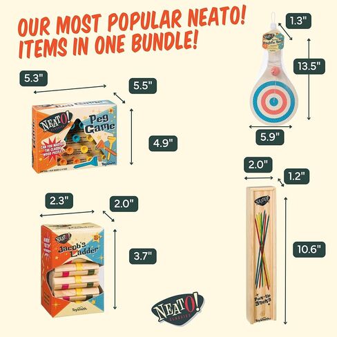 Neato Time to Play 8-in-1 Wooden Board Game Set – Chess, Checkers, Backgammon, Bowling, Sling Puck, Snakes and Ladders, Racing – Classic Family Game for Kids & Adults – Great for Game Night & Travel in Kuwait