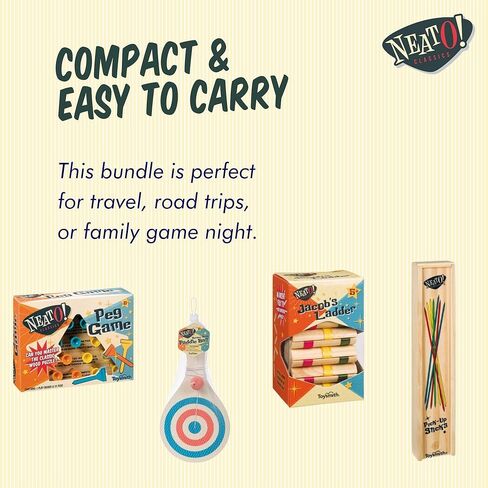 Neato Time to Play 8-in-1 Wooden Board Game Set – Chess, Checkers, Backgammon, Bowling, Sling Puck, Snakes and Ladders, Racing – Classic Family Game for Kids & Adults – Great for Game Night & Travel in Kuwait