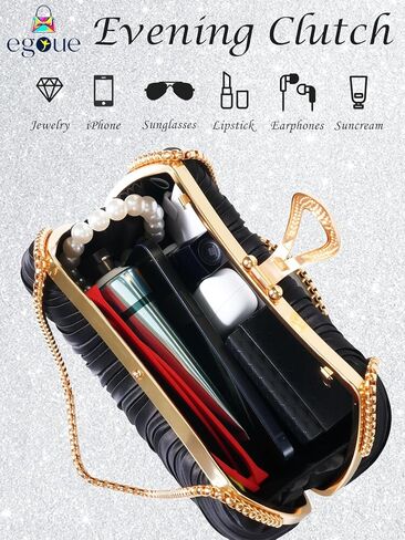 Gold Clutch Purses for Women - Elegant Sparkling evening bags for Wedding Galas, Prom Nights, Cocktail Parties& Formal Events in Kuwait