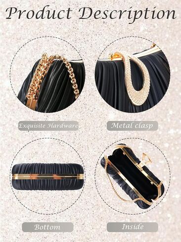 Gold Clutch Purses for Women - Elegant Sparkling evening bags for Wedding Galas, Prom Nights, Cocktail Parties& Formal Events in Kuwait