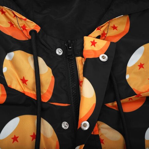 Dragon Ball Z Dragon Ball Print Long Sleeve Black Hooded Anorak in Saudi Arabia