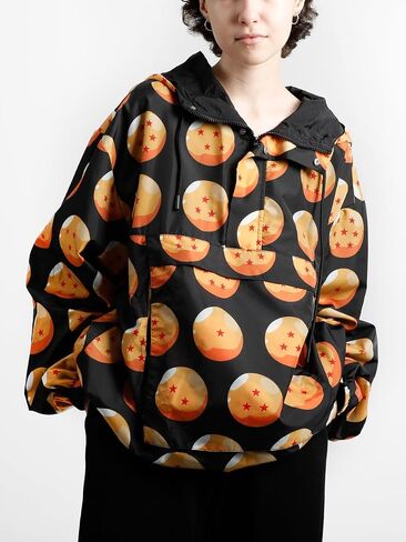 Dragon Ball Z Dragon Ball Print Long Sleeve Black Hooded Anorak in Saudi Arabia