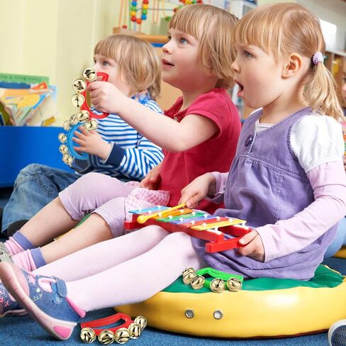 Yeshone 32 قطعة أجراس يدوية أجراس جلجل صانعة الضوضاء السائبة الدف للبالغين الآلات الموسيقية الكنيسة المسيحية حفلة موسيقية كرنفال حفلة عيد ميلاد تفضل in Kuwait