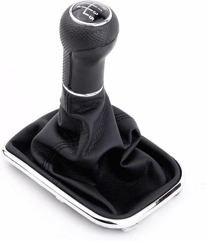 Leather Shift Boot Cover Assembly for Golf 5/Bora - Black Anti-Slip Shift Knob - OEM 1:1 Molded Fit - Compatible with VW Golf 3/4/5 in Saudi Arabia