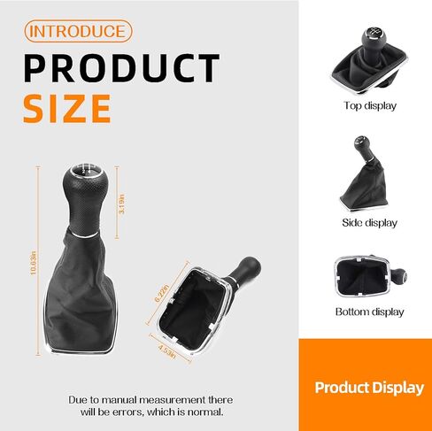 Leather Shift Boot Cover Assembly for Golf 5/Bora - Black Anti-Slip Shift Knob - OEM 1:1 Molded Fit - Compatible with VW Golf 3/4/5 in Saudi Arabia