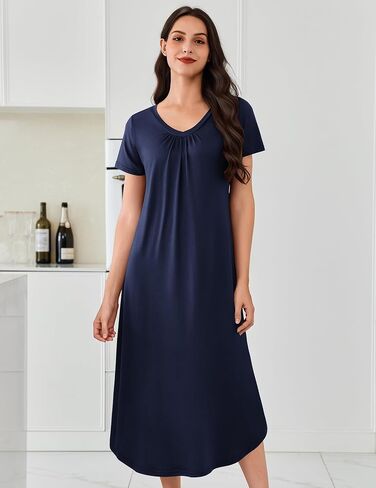 Ekouaer 3 حزمة Longwowns Long for Women بالإضافة إلى الحجم فستان منزل قصير الأكمام ليلة ثوب V الرقبة Nightshirt M-4XL in Saudi Arabia