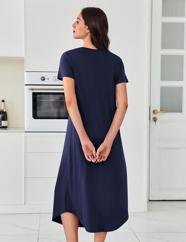 Ekouaer 3 حزمة Longwowns Long for Women بالإضافة إلى الحجم فستان منزل قصير الأكمام ليلة ثوب V الرقبة Nightshirt M-4XL in Saudi Arabia