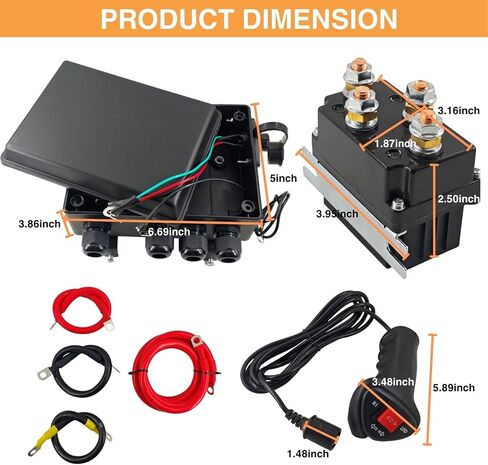 12V 500A Winch Solenoid Contactor Relay Kit with Control Box 4 Pre-Wired Cables and Corded Hand Controller for 8000lbs - 20000lbs Electric ATV UTV Winches in Saudi Arabia